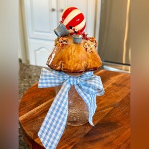 Bernardin Mason jar Whimsical Hot Air Balloon Scene Handcrafted 1983 Art Signed